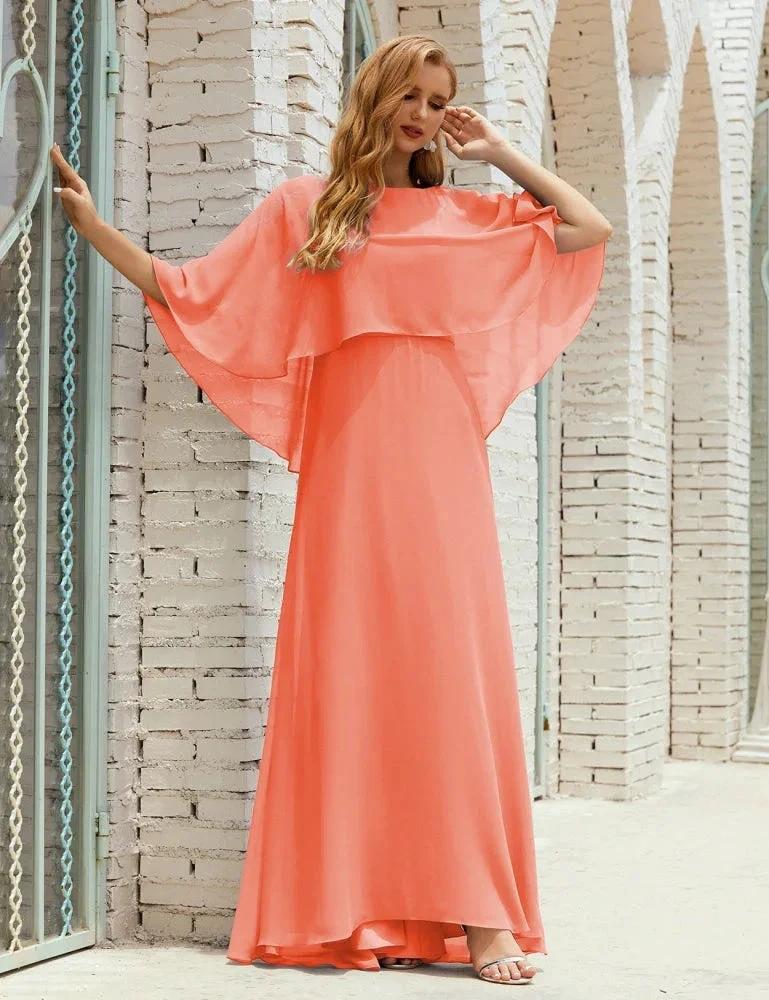 Sunnderly  Bridesmaid Dress Women Long Sleeve V-Neck Chiffon Formal Wedding Party Dress SY28018 - Image 113