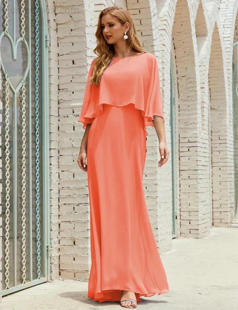 Sunnderly  Bridesmaid Dress Women Long Sleeve V-Neck Chiffon Formal Wedding Party Dress SY28018 - Image 114