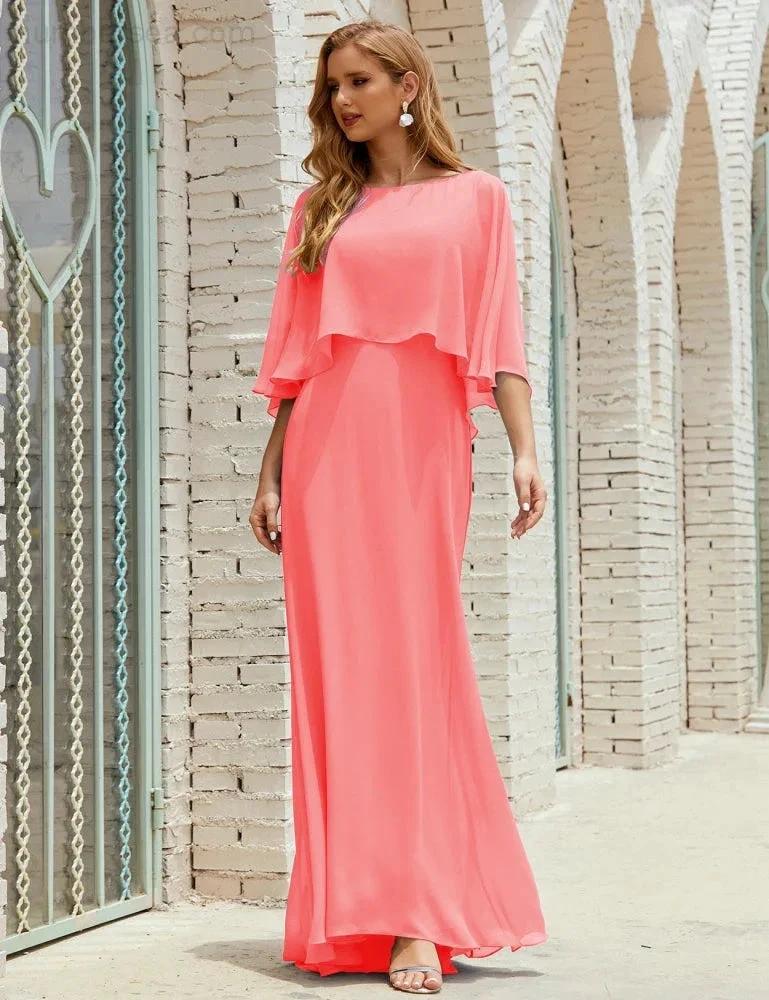 Sunnderly  Bridesmaid Dress Women Long Sleeve V-Neck Chiffon Formal Wedding Party Dress SY28018 - Image 118
