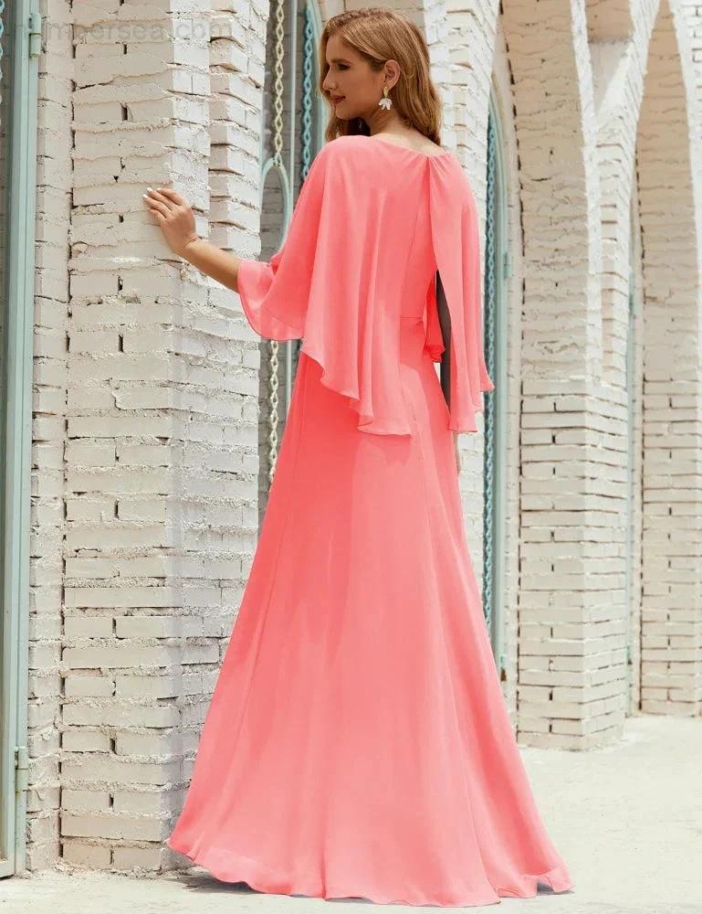 Sunnderly  Bridesmaid Dress Women Long Sleeve V-Neck Chiffon Formal Wedding Party Dress SY28018 - Image 119