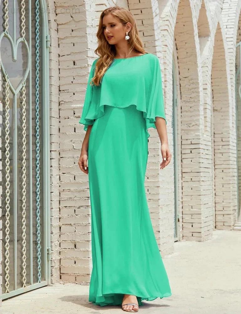 Sunnderly  Bridesmaid Dress Women Long Sleeve V-Neck Chiffon Formal Wedding Party Dress SY28018 - Image 126