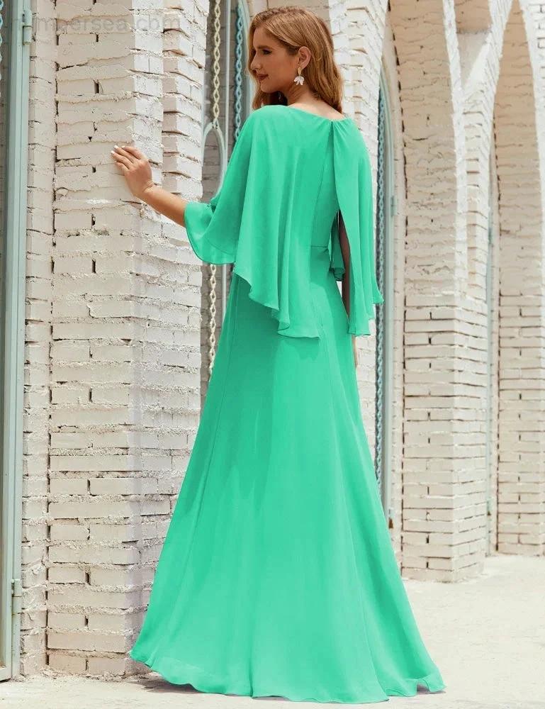 Sunnderly  Bridesmaid Dress Women Long Sleeve V-Neck Chiffon Formal Wedding Party Dress SY28018 - Image 127