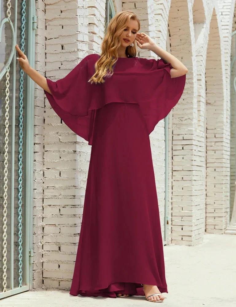 Sunnderly  Bridesmaid Dress Women Long Sleeve V-Neck Chiffon Formal Wedding Party Dress SY28018 - Image 133