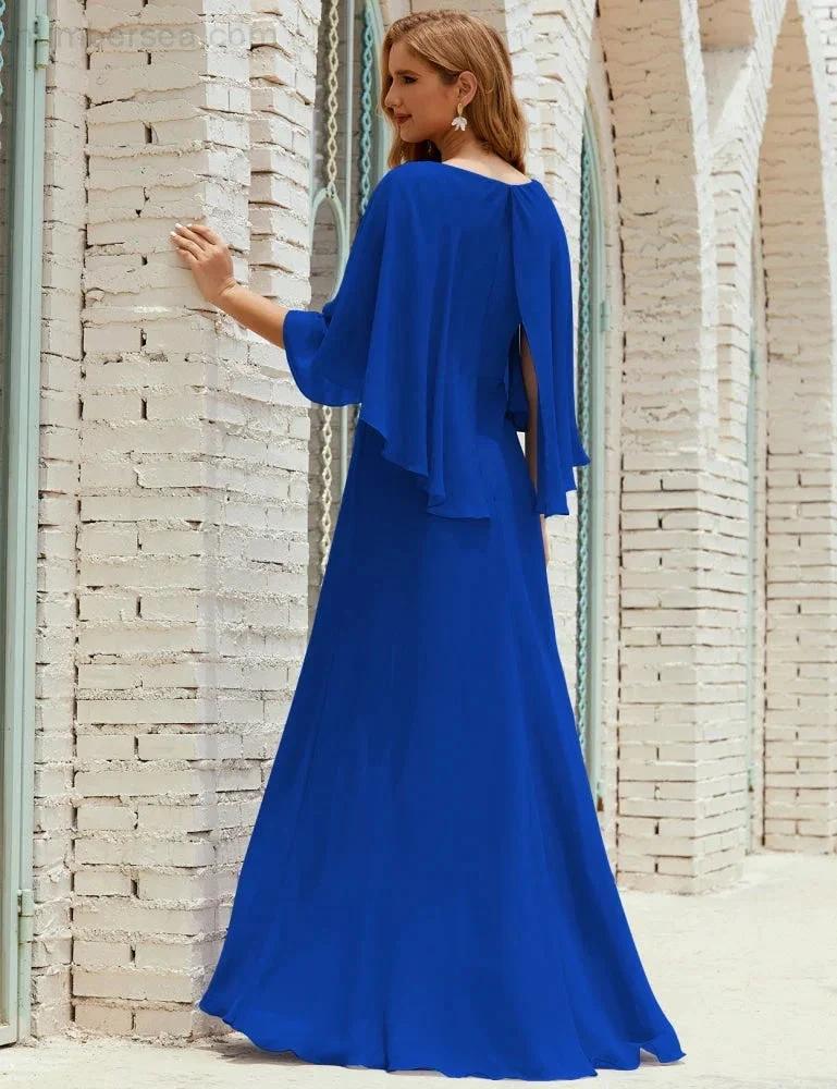 Sunnderly  Bridesmaid Dress Women Long Sleeve V-Neck Chiffon Formal Wedding Party Dress SY28018 - Image 147