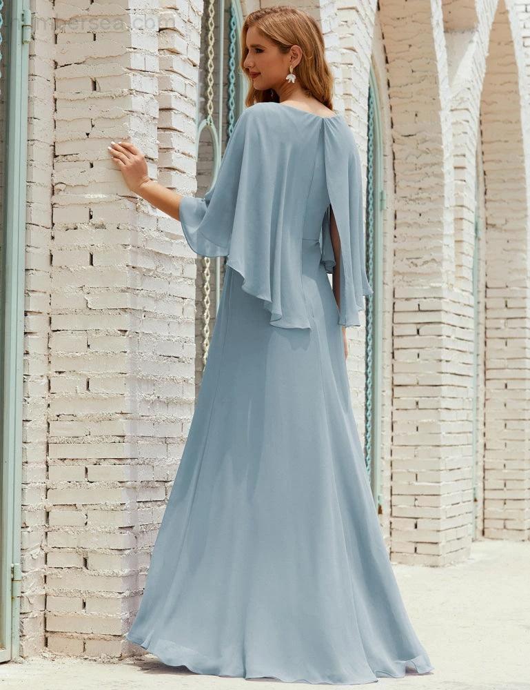 Sunnderly  Bridesmaid Dress Women Long Sleeve V-Neck Chiffon Formal Wedding Party Dress SY28018 - Image 15