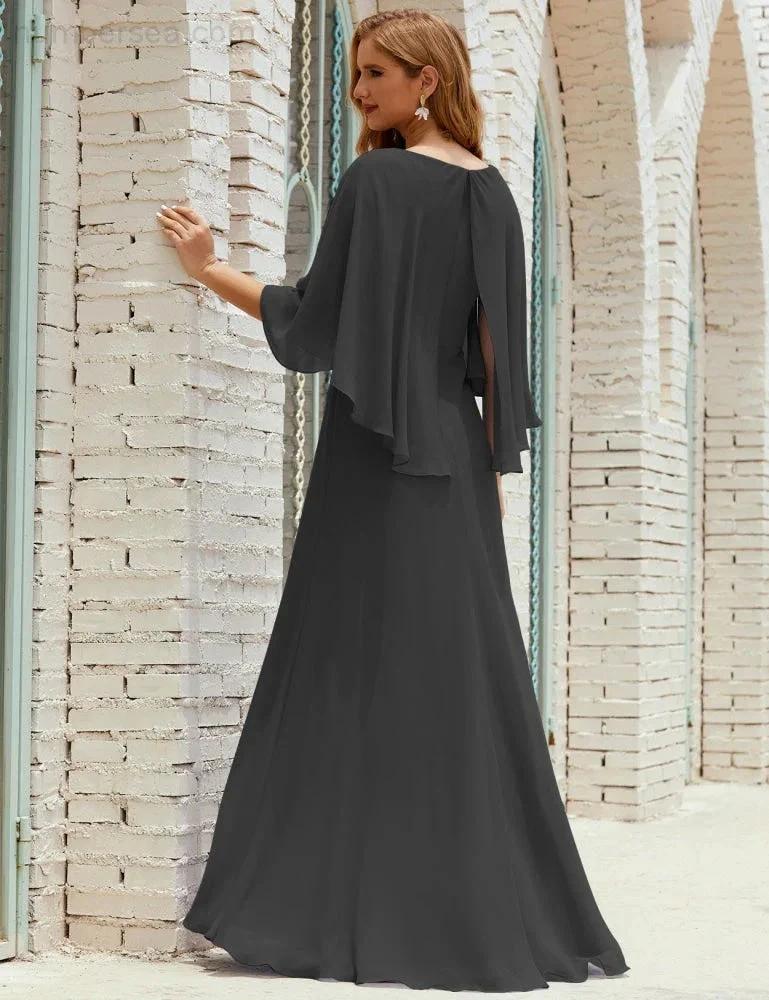 Sunnderly  Bridesmaid Dress Women Long Sleeve V-Neck Chiffon Formal Wedding Party Dress SY28018 - Image 151