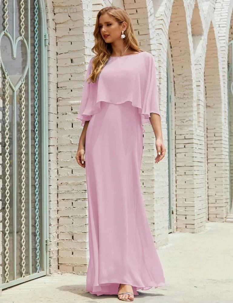 Sunnderly  Bridesmaid Dress Women Long Sleeve V-Neck Chiffon Formal Wedding Party Dress SY28018 - Image 154