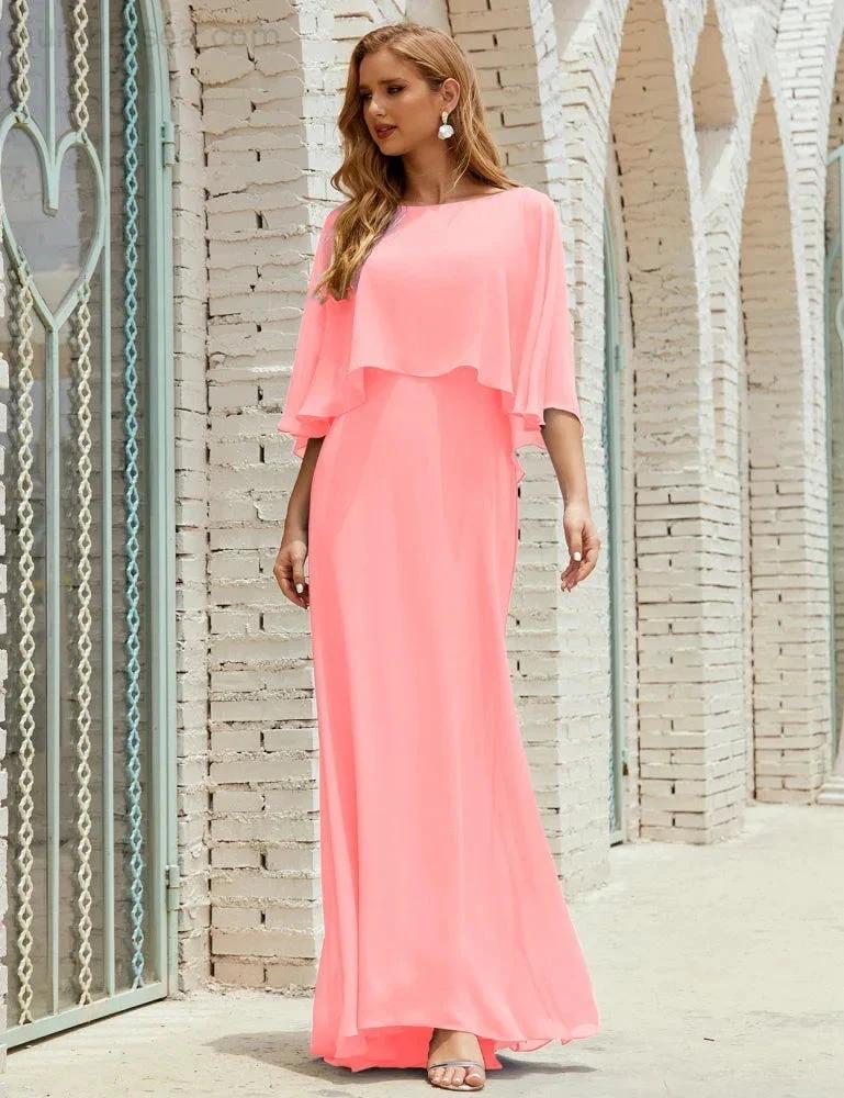 Sunnderly  Bridesmaid Dress Women Long Sleeve V-Neck Chiffon Formal Wedding Party Dress SY28018 - Image 158