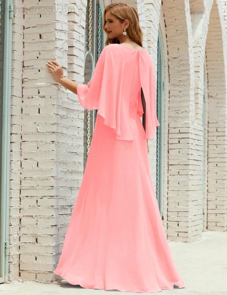 Sunnderly  Bridesmaid Dress Women Long Sleeve V-Neck Chiffon Formal Wedding Party Dress SY28018 - Image 159