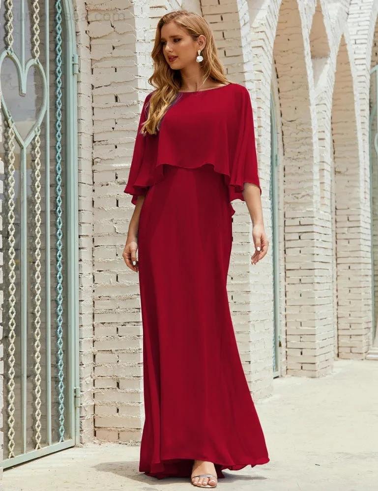 Sunnderly  Bridesmaid Dress Women Long Sleeve V-Neck Chiffon Formal Wedding Party Dress SY28018 - Image 162