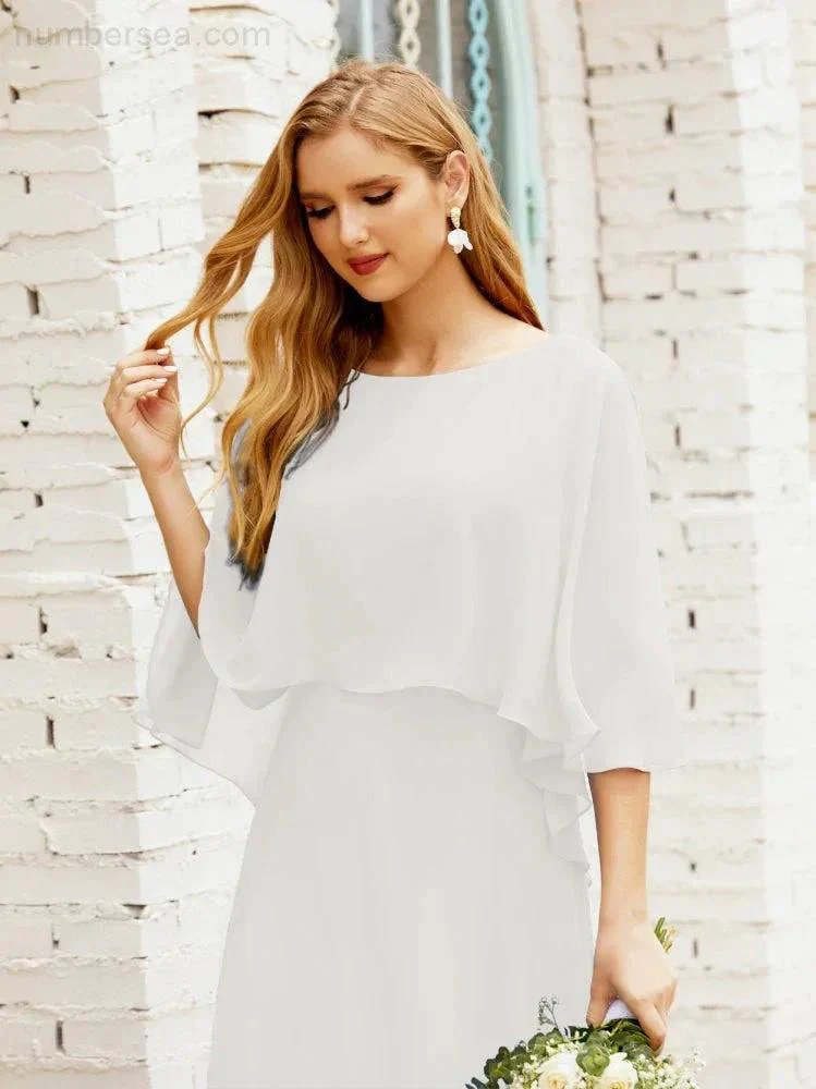 Sunnderly  Bridesmaid Dress Women Long Sleeve V-Neck Chiffon Formal Wedding Party Dress SY28018 - Image 167
