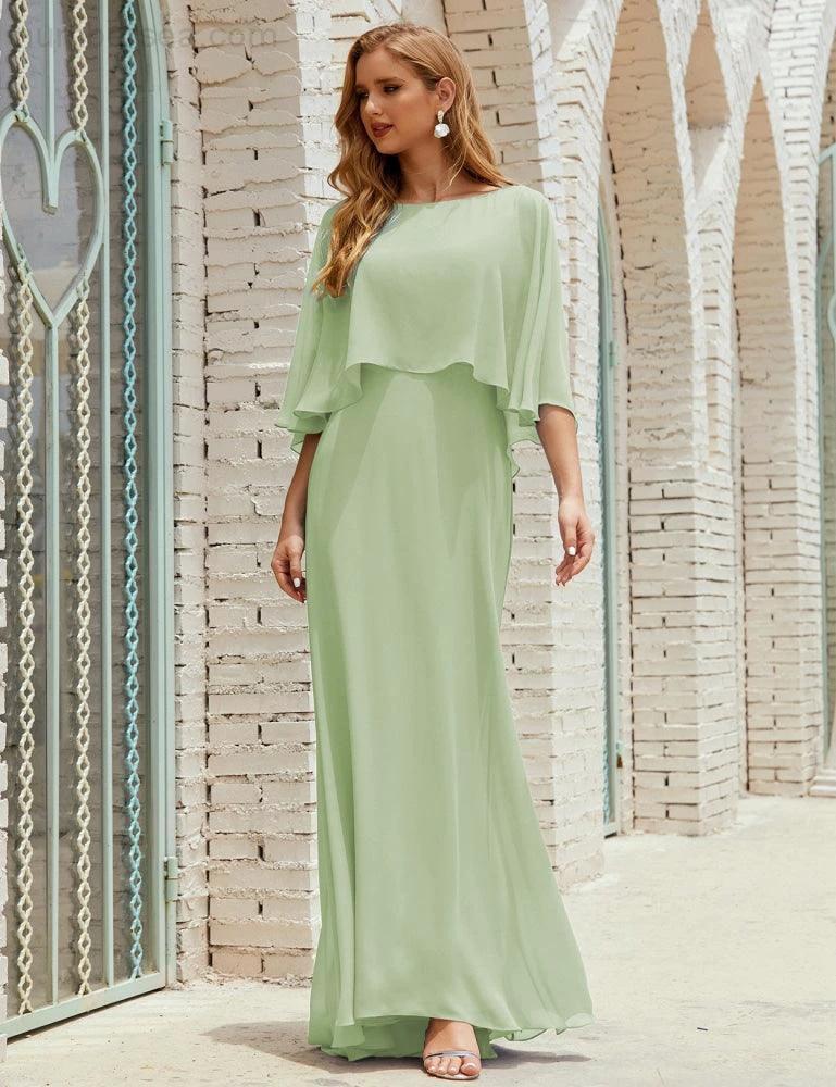 Sunnderly  Bridesmaid Dress Women Long Sleeve V-Neck Chiffon Formal Wedding Party Dress SY28018 - Image 18