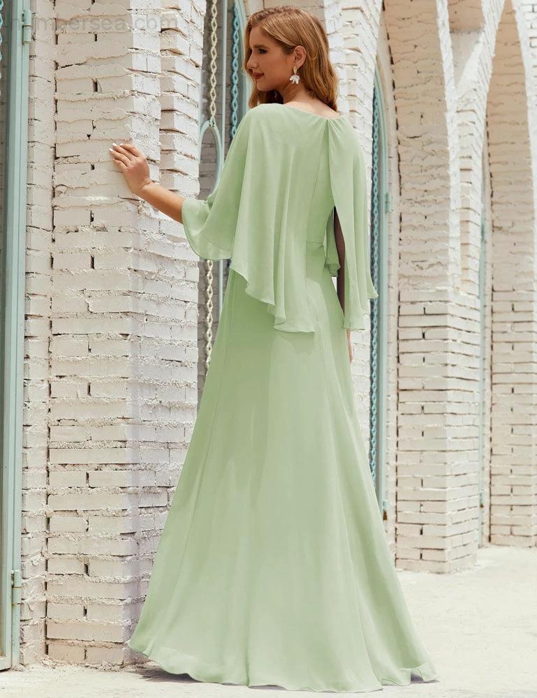 Sunnderly  Bridesmaid Dress Women Long Sleeve V-Neck Chiffon Formal Wedding Party Dress SY28018 - Image 19