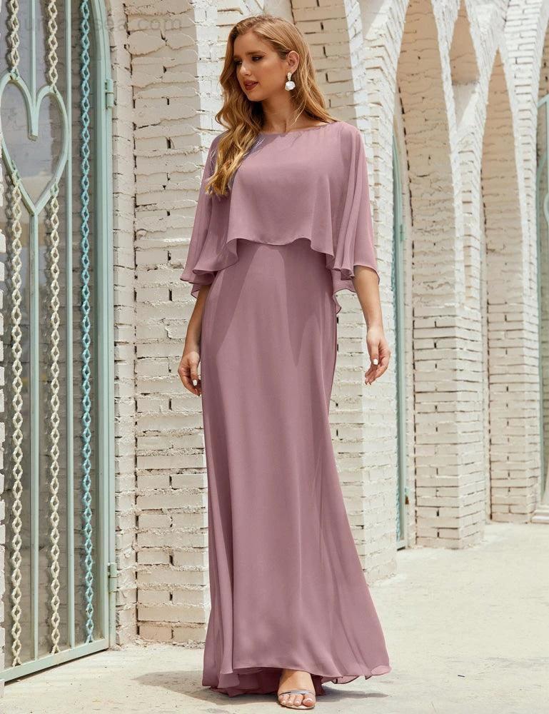 Sunnderly  Bridesmaid Dress Women Long Sleeve V-Neck Chiffon Formal Wedding Party Dress SY28018 - Image 2