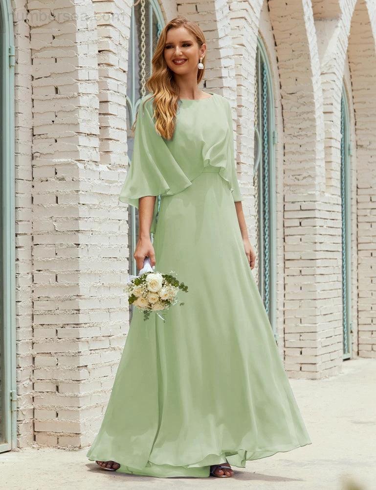 Sunnderly  Bridesmaid Dress Women Long Sleeve V-Neck Chiffon Formal Wedding Party Dress SY28018 - Image 20