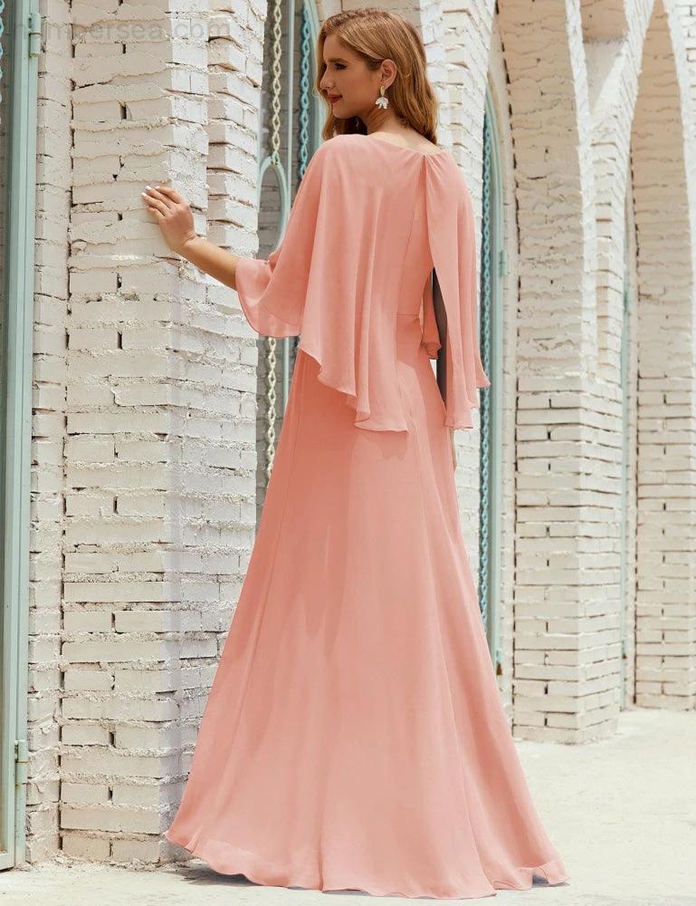 Sunnderly  Bridesmaid Dress Women Long Sleeve V-Neck Chiffon Formal Wedding Party Dress SY28018 - Image 23