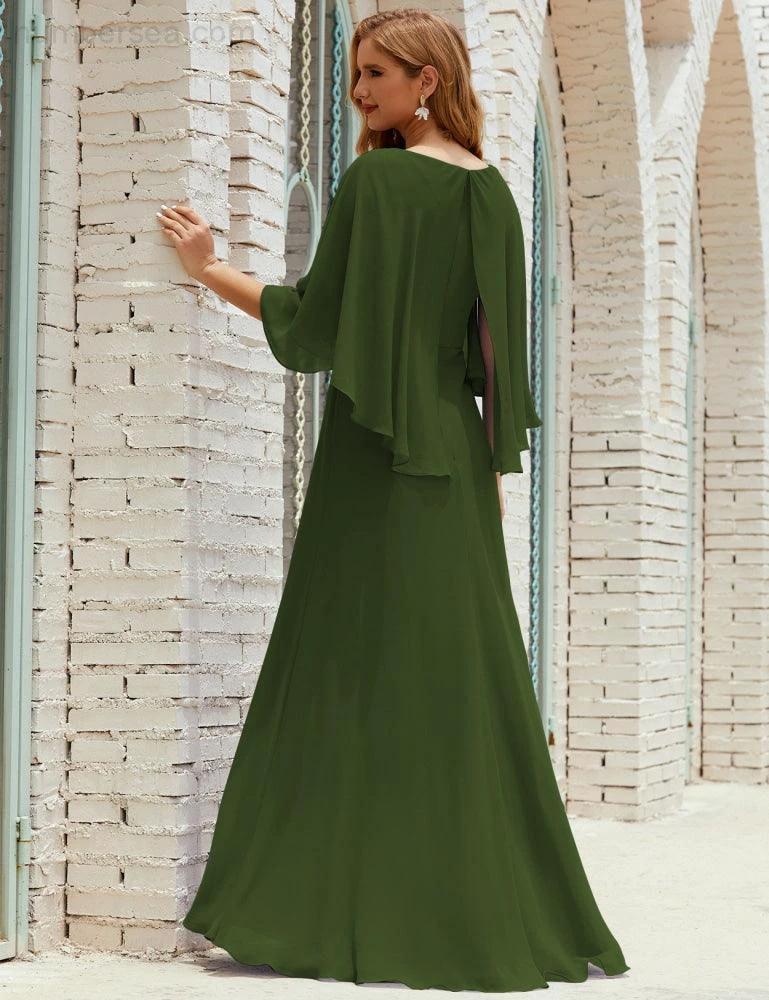 Sunnderly  Bridesmaid Dress Women Long Sleeve V-Neck Chiffon Formal Wedding Party Dress SY28018 - Image 27