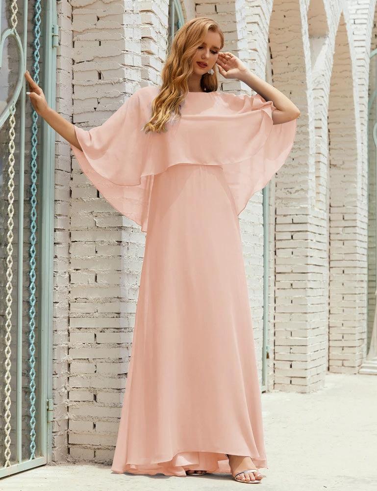 Sunnderly  Bridesmaid Dress Women Long Sleeve V-Neck Chiffon Formal Wedding Party Dress SY28018 - Image 29