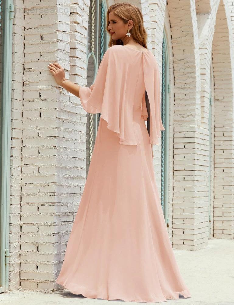 Sunnderly  Bridesmaid Dress Women Long Sleeve V-Neck Chiffon Formal Wedding Party Dress SY28018 - Image 31