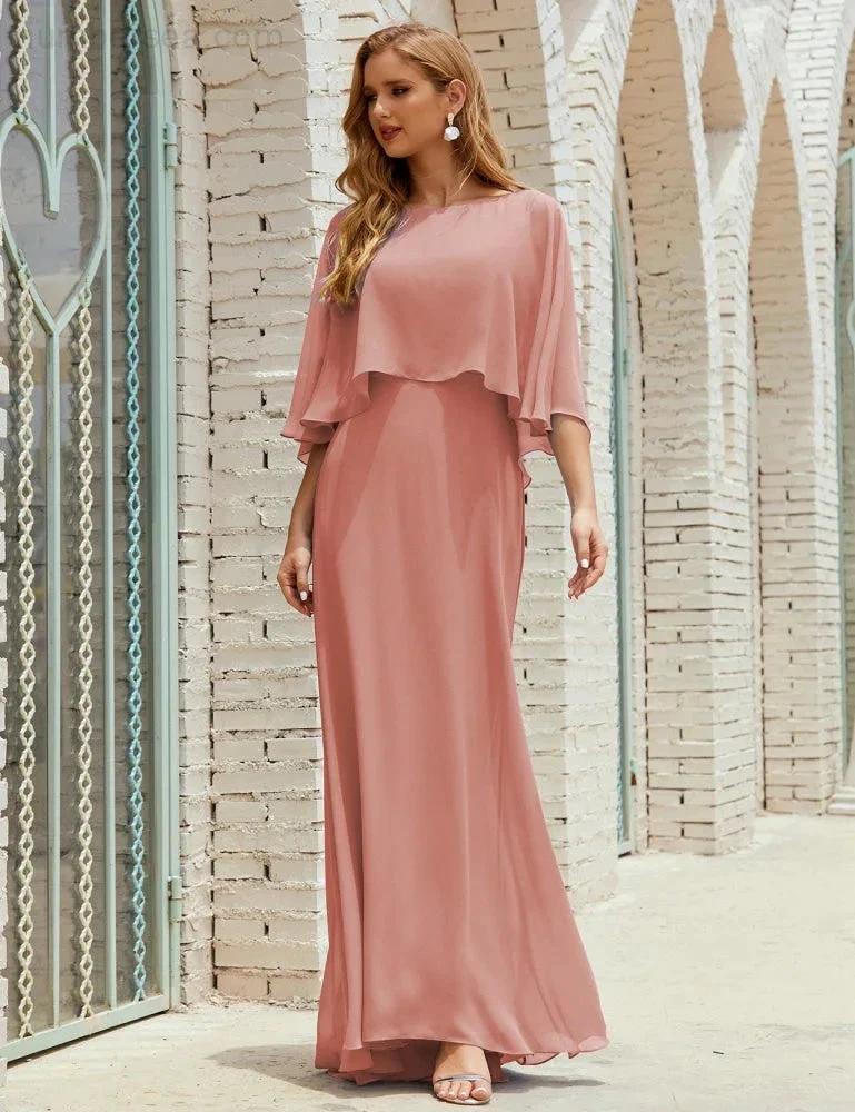 Sunnderly  Bridesmaid Dress Women Long Sleeve V-Neck Chiffon Formal Wedding Party Dress SY28018 - Image 34