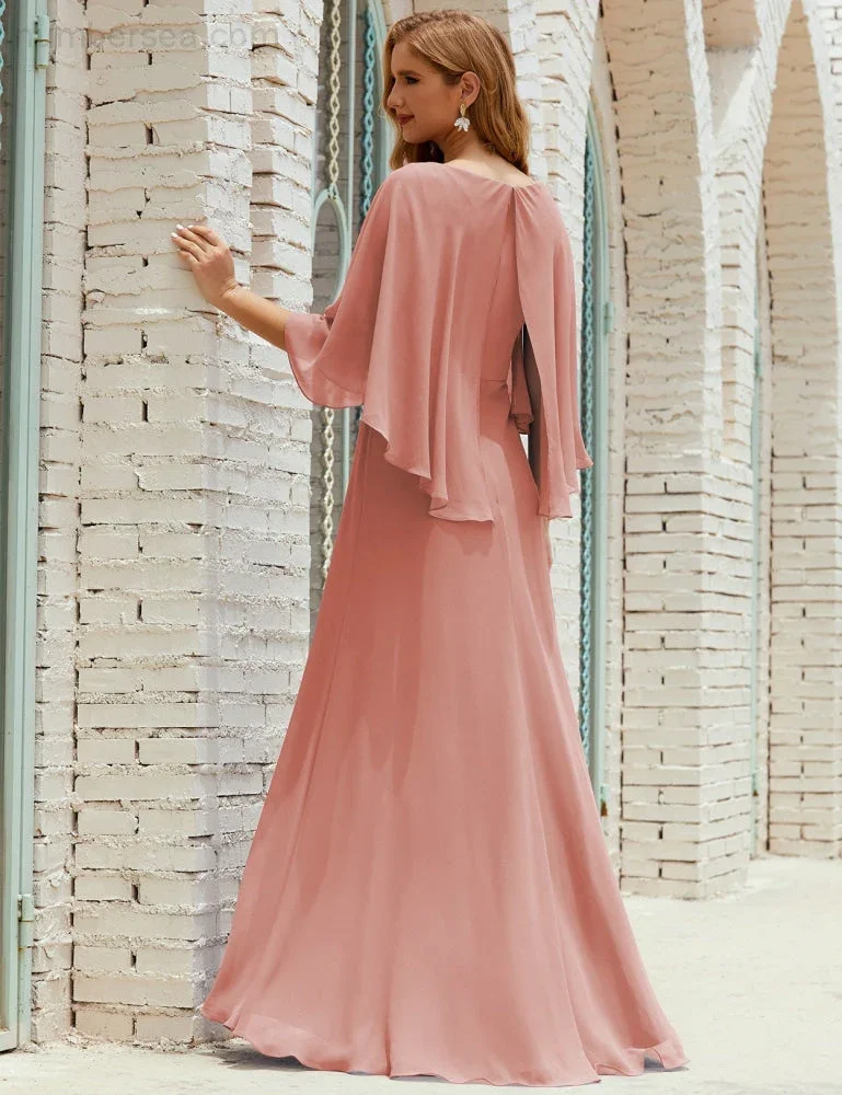 Sunnderly  Bridesmaid Dress Women Long Sleeve V-Neck Chiffon Formal Wedding Party Dress SY28018 - Image 35