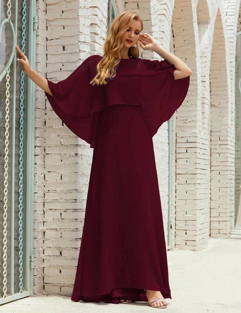 Sunnderly  Bridesmaid Dress Women Long Sleeve V-Neck Chiffon Formal Wedding Party Dress SY28018 - Image 45