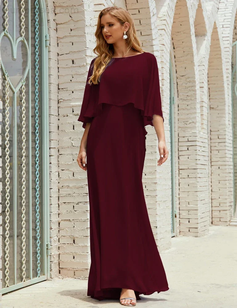 Sunnderly  Bridesmaid Dress Women Long Sleeve V-Neck Chiffon Formal Wedding Party Dress SY28018 - Image 46