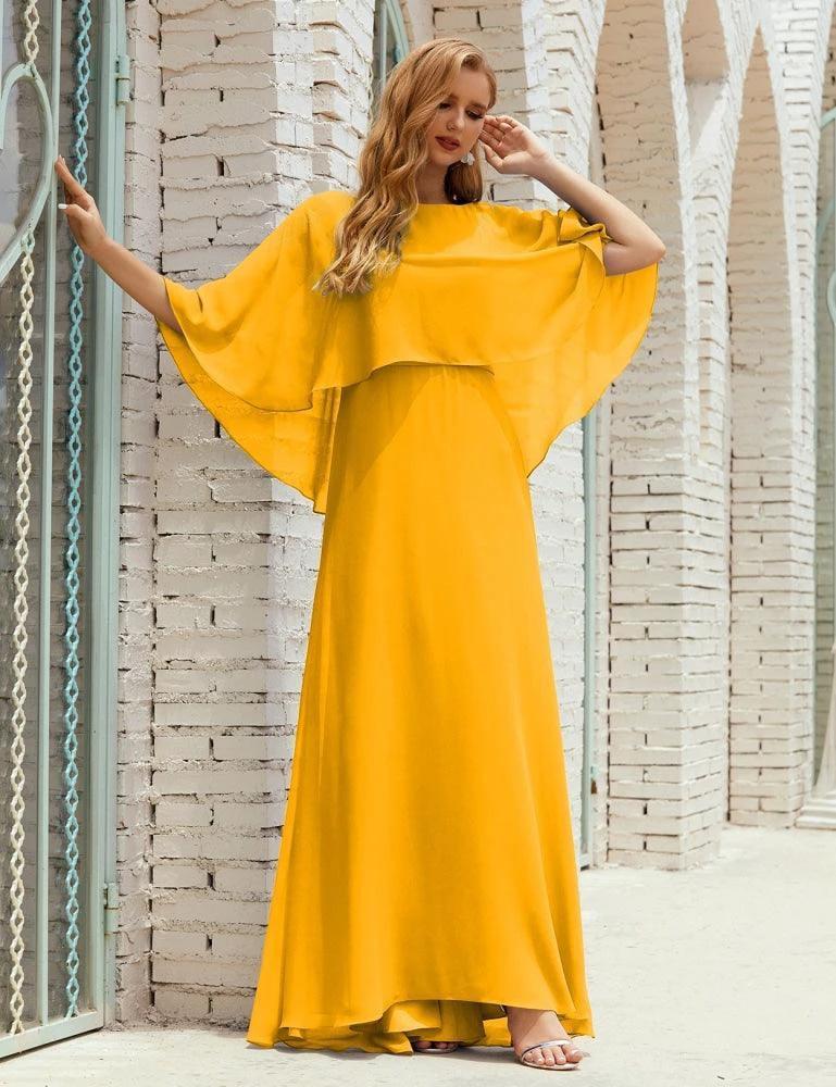 Sunnderly  Bridesmaid Dress Women Long Sleeve V-Neck Chiffon Formal Wedding Party Dress SY28018 - Image 5