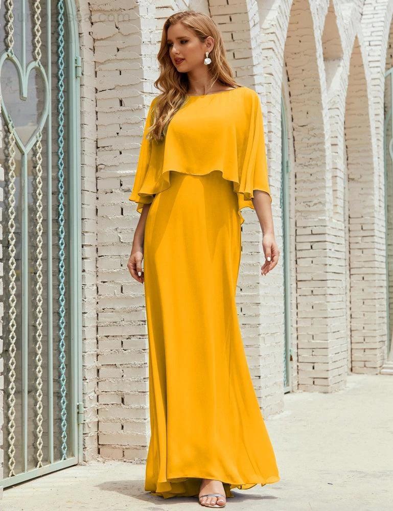 Sunnderly  Bridesmaid Dress Women Long Sleeve V-Neck Chiffon Formal Wedding Party Dress SY28018 - Image 6