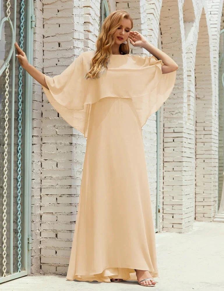 Sunnderly  Bridesmaid Dress Women Long Sleeve V-Neck Chiffon Formal Wedding Party Dress SY28018 - Image 61