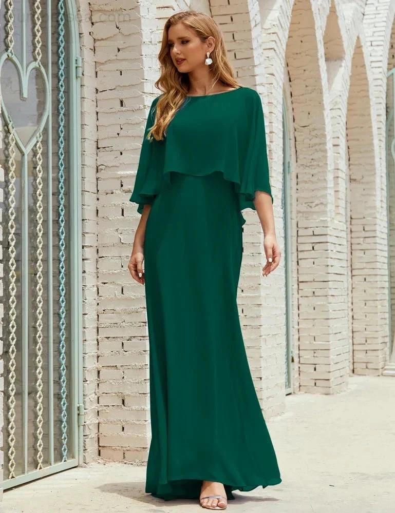 Sunnderly  Bridesmaid Dress Women Long Sleeve V-Neck Chiffon Formal Wedding Party Dress SY28018 - Image 66