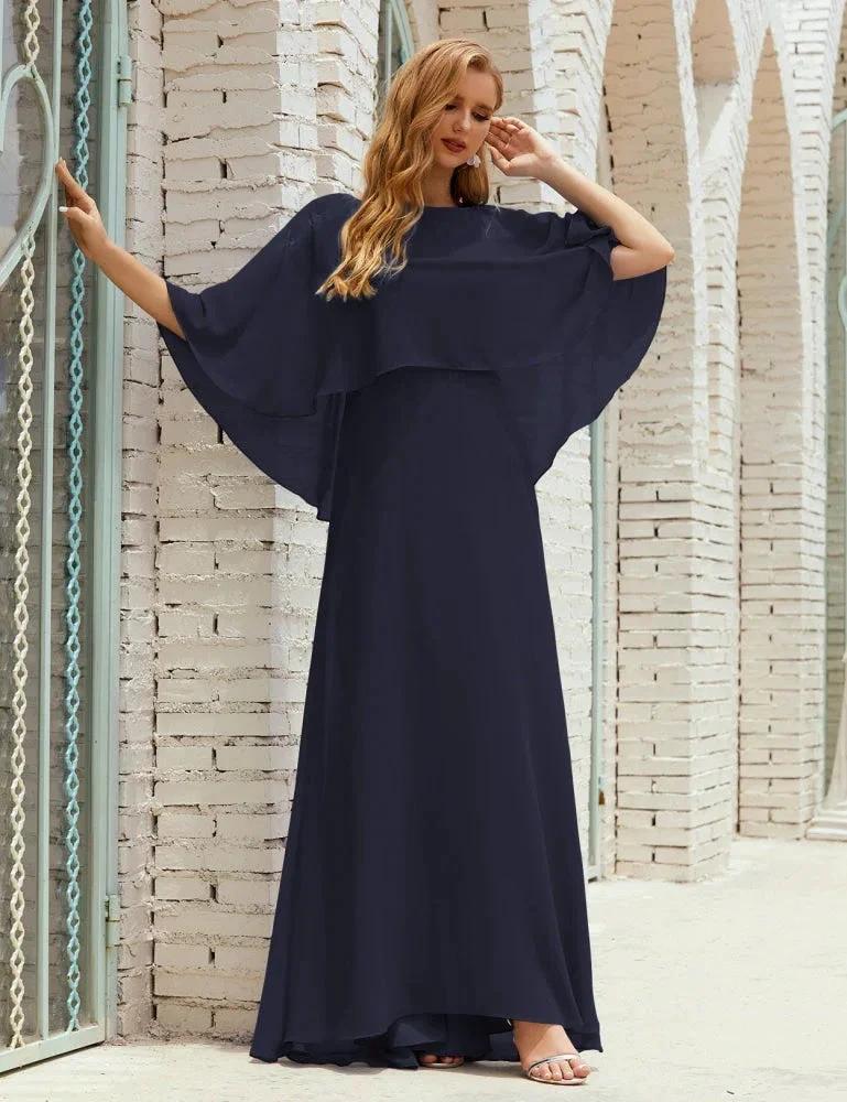 Sunnderly  Bridesmaid Dress Women Long Sleeve V-Neck Chiffon Formal Wedding Party Dress SY28018 - Image 69