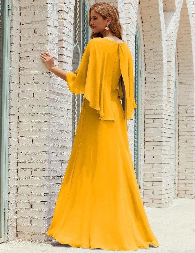 Sunnderly  Bridesmaid Dress Women Long Sleeve V-Neck Chiffon Formal Wedding Party Dress SY28018 - Image 7