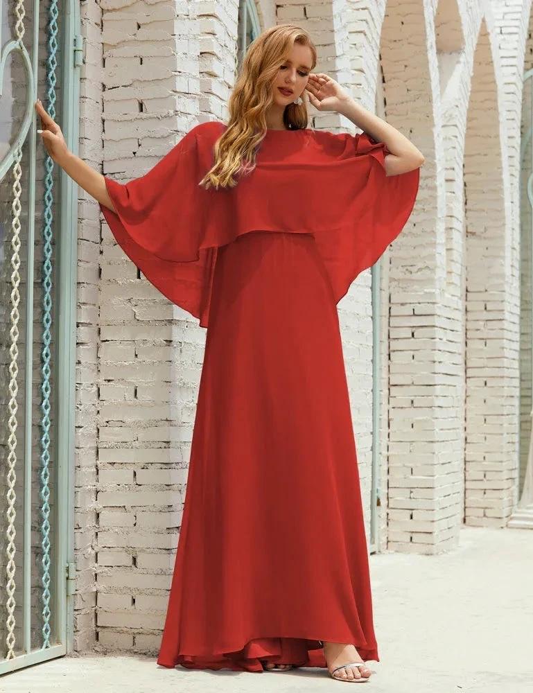 Sunnderly  Bridesmaid Dress Women Long Sleeve V-Neck Chiffon Formal Wedding Party Dress SY28018 - Image 73