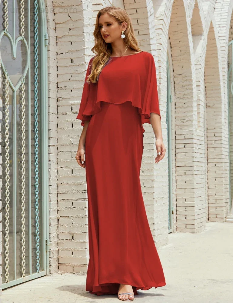 Sunnderly  Bridesmaid Dress Women Long Sleeve V-Neck Chiffon Formal Wedding Party Dress SY28018 - Image 74