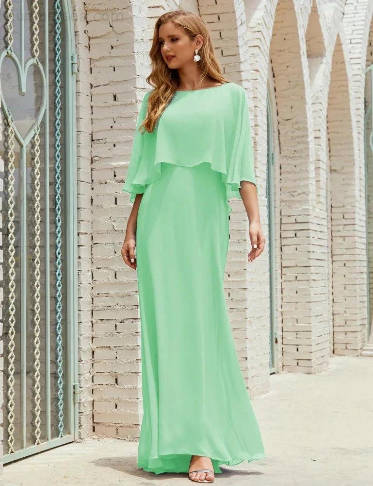 Sunnderly  Bridesmaid Dress Women Long Sleeve V-Neck Chiffon Formal Wedding Party Dress SY28018 - Image 86