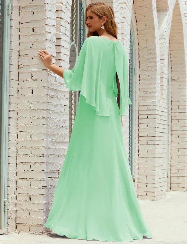 Sunnderly  Bridesmaid Dress Women Long Sleeve V-Neck Chiffon Formal Wedding Party Dress SY28018 - Image 87