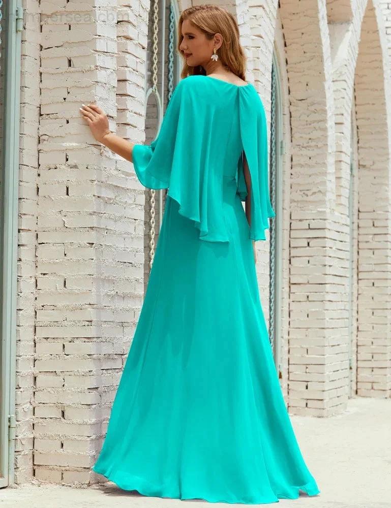 Sunnderly  Bridesmaid Dress Women Long Sleeve V-Neck Chiffon Formal Wedding Party Dress SY28018 - Image 91