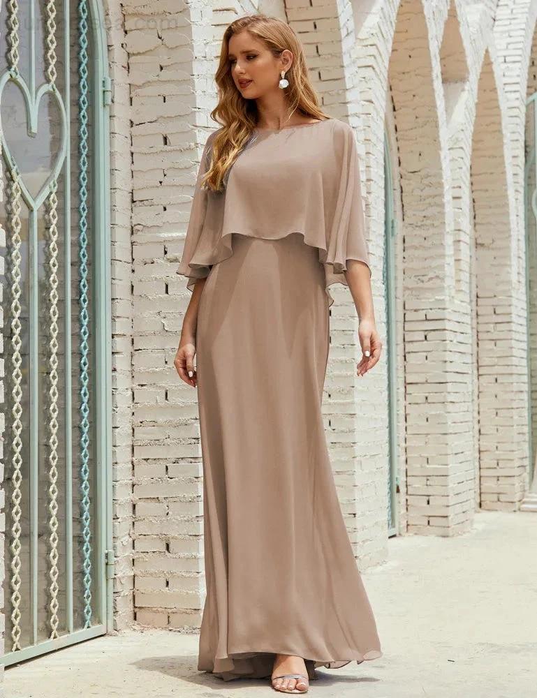 Sunnderly  Bridesmaid Dress Women Long Sleeve V-Neck Chiffon Formal Wedding Party Dress SY28018 - Image 94