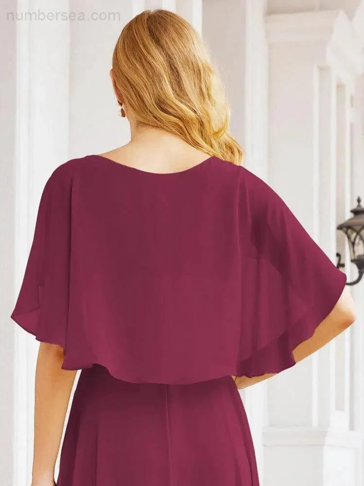 Numbersea Bridesmaid Dresses for Wedding Formal Evening Party Prom Gown with Cape 28050 - Image 101
