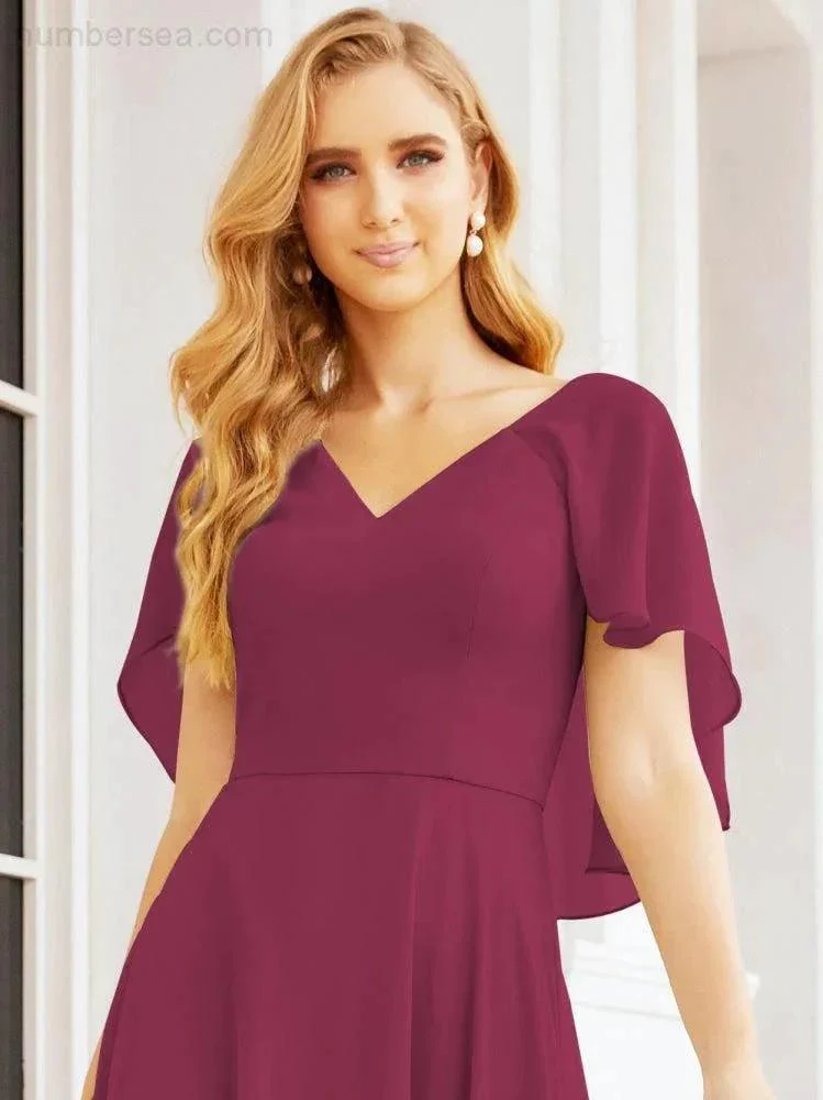 Numbersea Bridesmaid Dresses for Wedding Formal Evening Party Prom Gown with Cape 28050 - Image 102