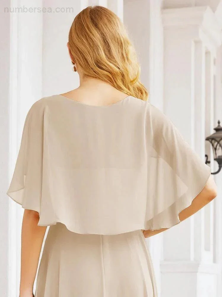 Numbersea Bridesmaid Dresses for Wedding Formal Evening Party Prom Gown with Cape 28050 - Image 104