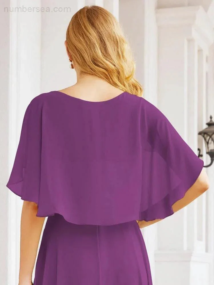 Numbersea Bridesmaid Dresses for Wedding Formal Evening Party Prom Gown with Cape 28050 - Image 107