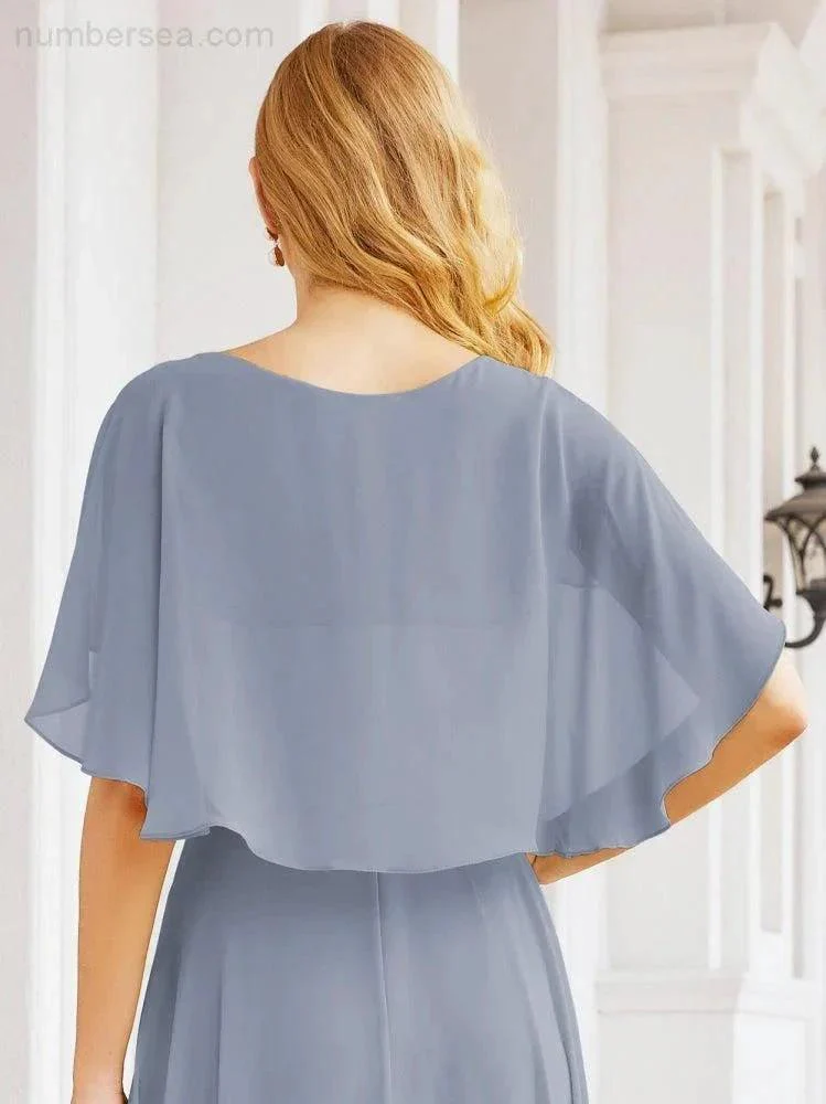 Numbersea Bridesmaid Dresses for Wedding Formal Evening Party Prom Gown with Cape 28050 - Image 11