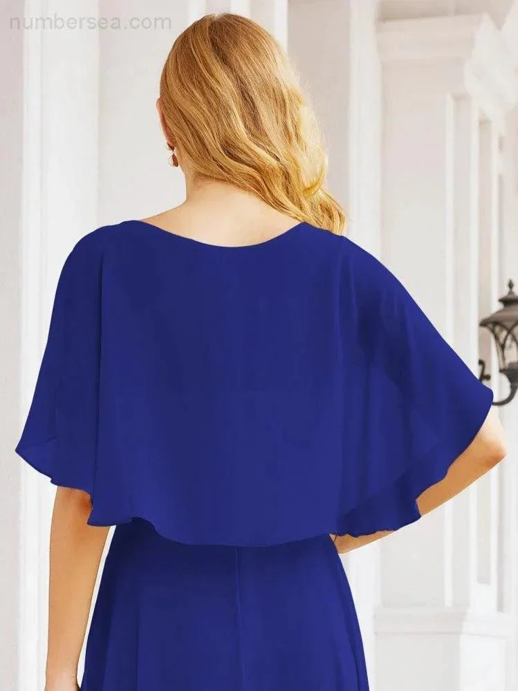 Numbersea Bridesmaid Dresses for Wedding Formal Evening Party Prom Gown with Cape 28050 - Image 110