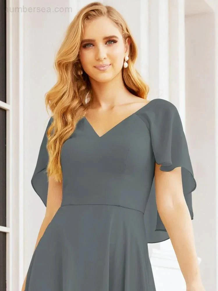 Numbersea Bridesmaid Dresses for Wedding Formal Evening Party Prom Gown with Cape 28050 - Image 114