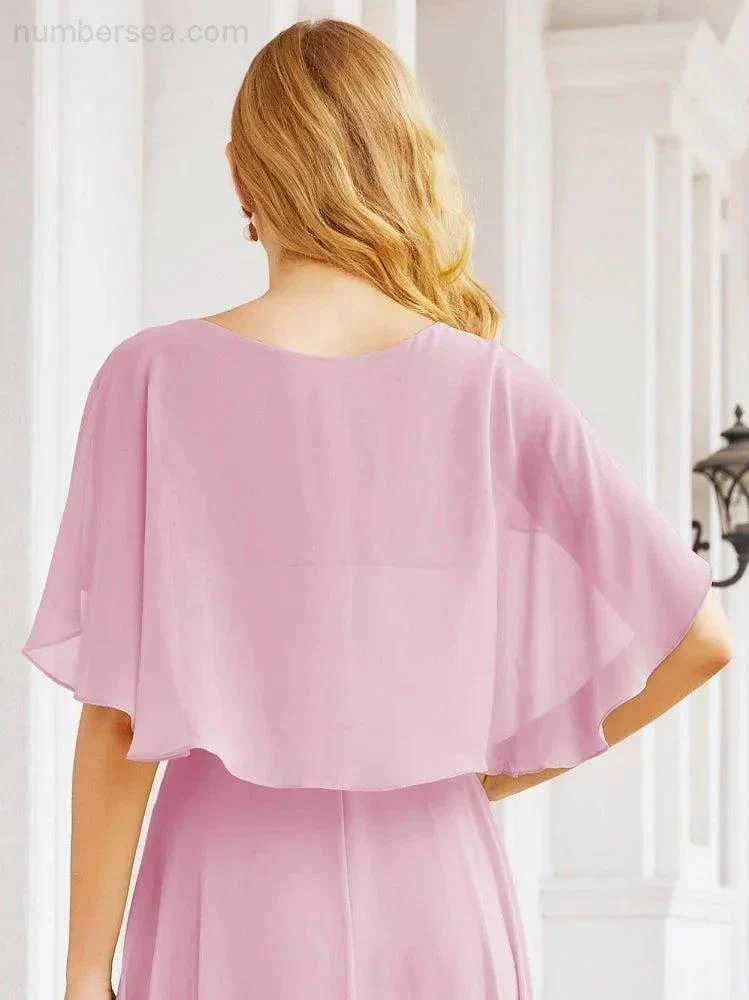 Numbersea Bridesmaid Dresses for Wedding Formal Evening Party Prom Gown with Cape 28050 - Image 116