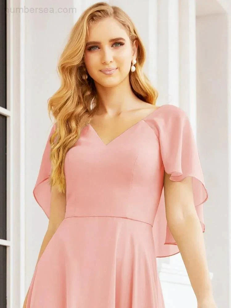 Numbersea Bridesmaid Dresses for Wedding Formal Evening Party Prom Gown with Cape 28050 - Image 120