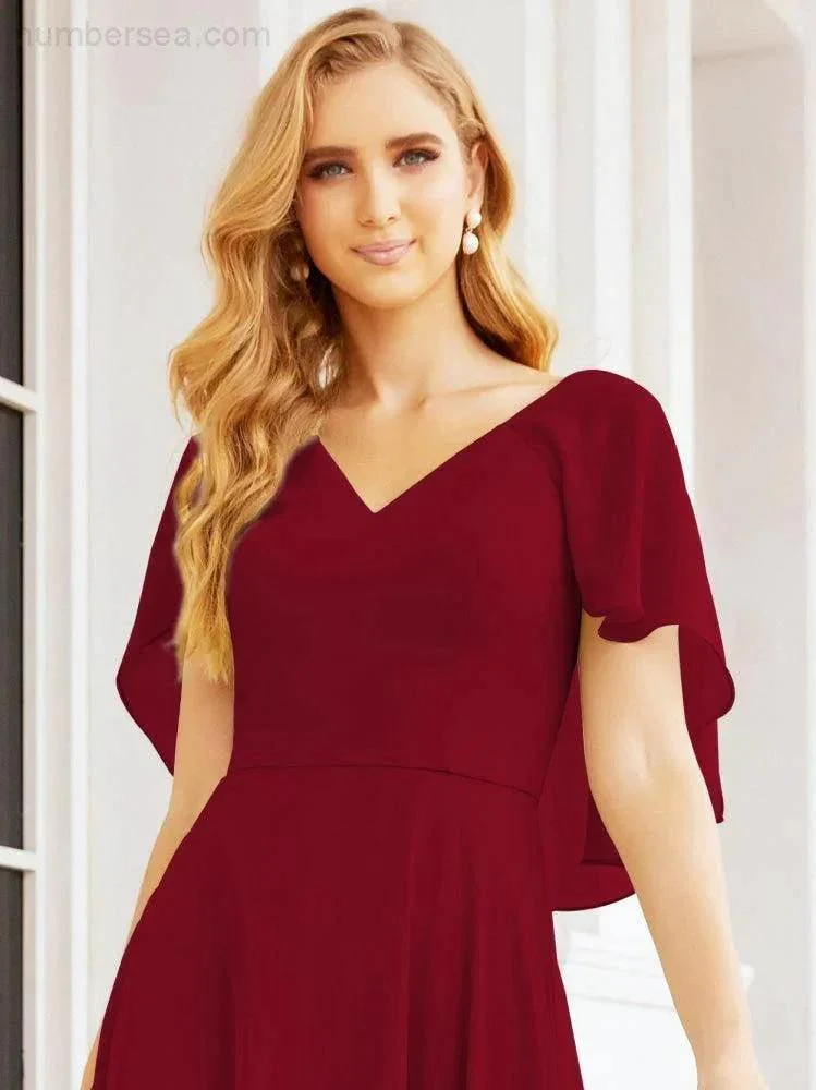 Numbersea Bridesmaid Dresses for Wedding Formal Evening Party Prom Gown with Cape 28050 - Image 123