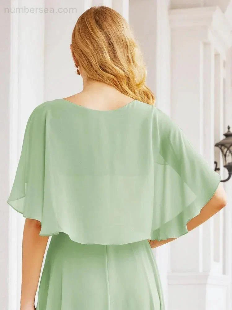 Numbersea Bridesmaid Dresses for Wedding Formal Evening Party Prom Gown with Cape 28050 - Image 14